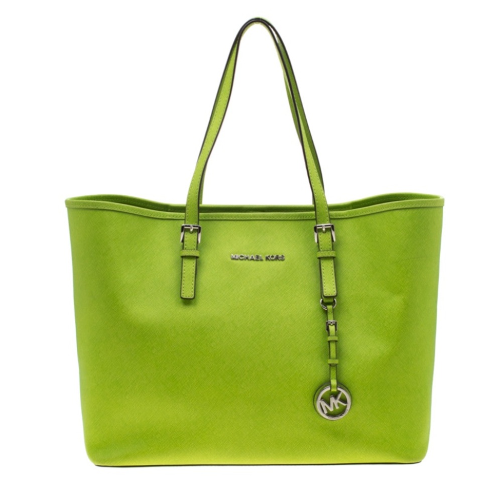 Michael Kors Green Saffiano Leather Jet Set Tote